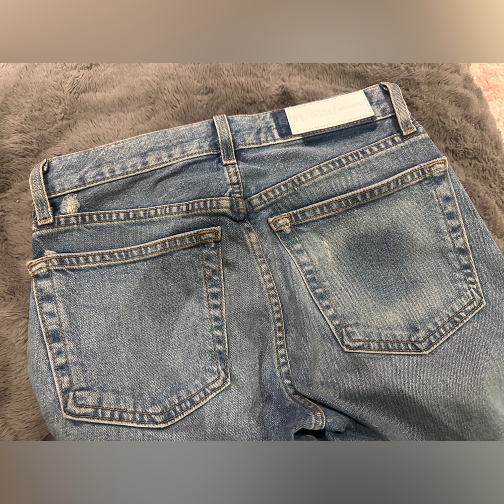 ReDone Light Blue Straight Leg Jeans Distressed Denim size 24 XS NWOT tailored - Picture 5 of 10